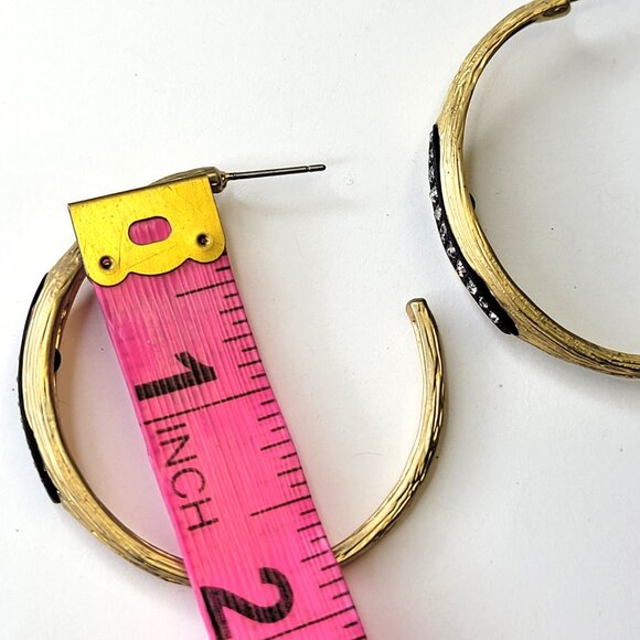 Gold Hoop Earrings With Crystals - Picture 6 of 10